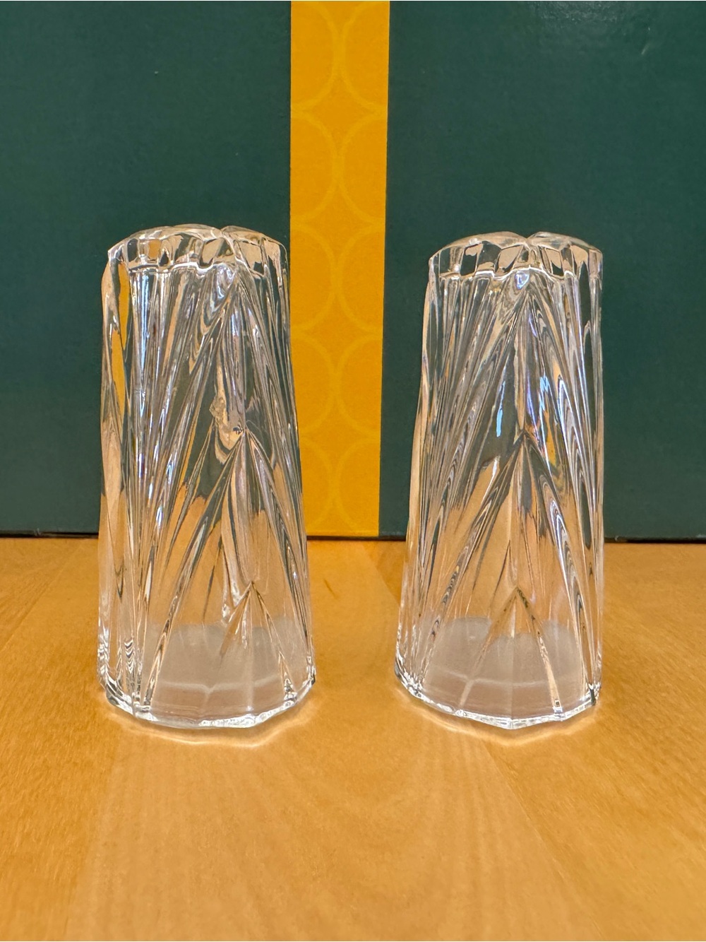Noritake Clear Twisted Swirl Glass Vases - Pair
